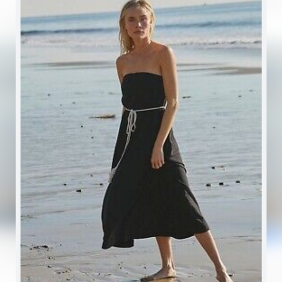 New Free People Free-est Peyton Maxi Tube Dress in Black Size Large - Picture 2 of 6